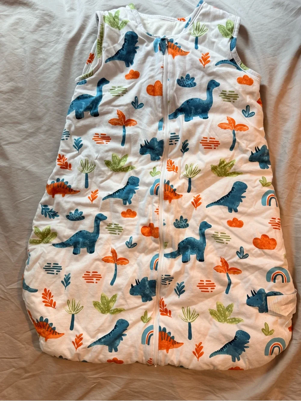 Unbranded Blue & Orange Dino Print Sleeveless Sleep Sack for Kids